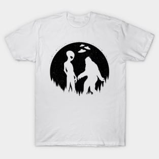 Alien And Bigfoot Silhouette T-Shirt